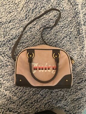 Juicy Couture Pink and Brown Dome Satchel with Logo Embroidery